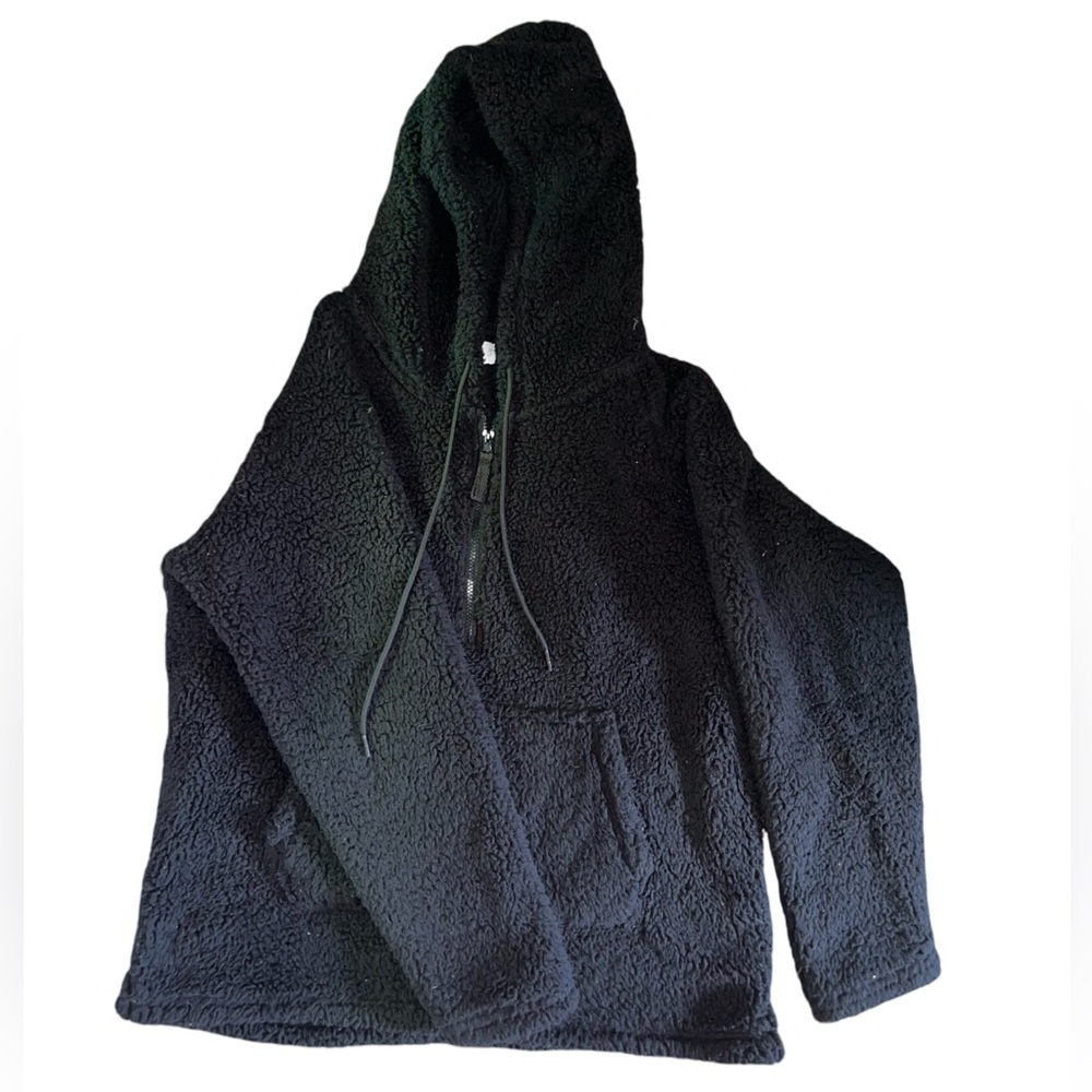 Black fuzzy pullover size medium.